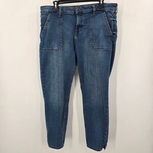 PERMANENT Women's Blue Denim Utility Cargo Pants Size 14